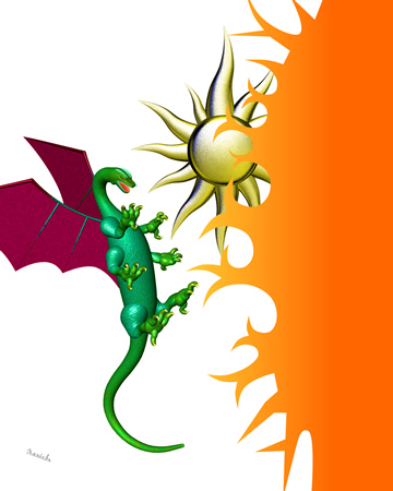 ドラゴンと太陽（3Dキャラクター）