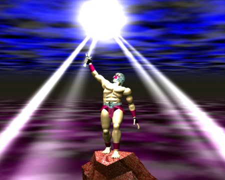 戦士と剣の発光（3Dキャラクター）