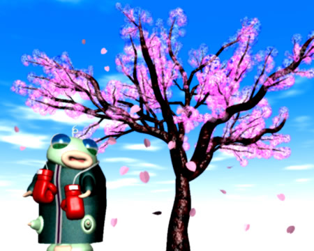 芋川喜三郎と桜（3Dキャラクター）