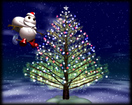 スノーポストマンとクリスマスツリー（3Dキャラクター）