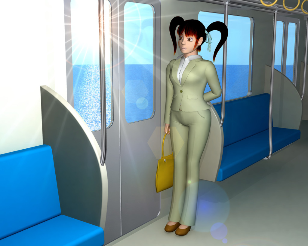 電車内のOL（3Dキャラクター）
