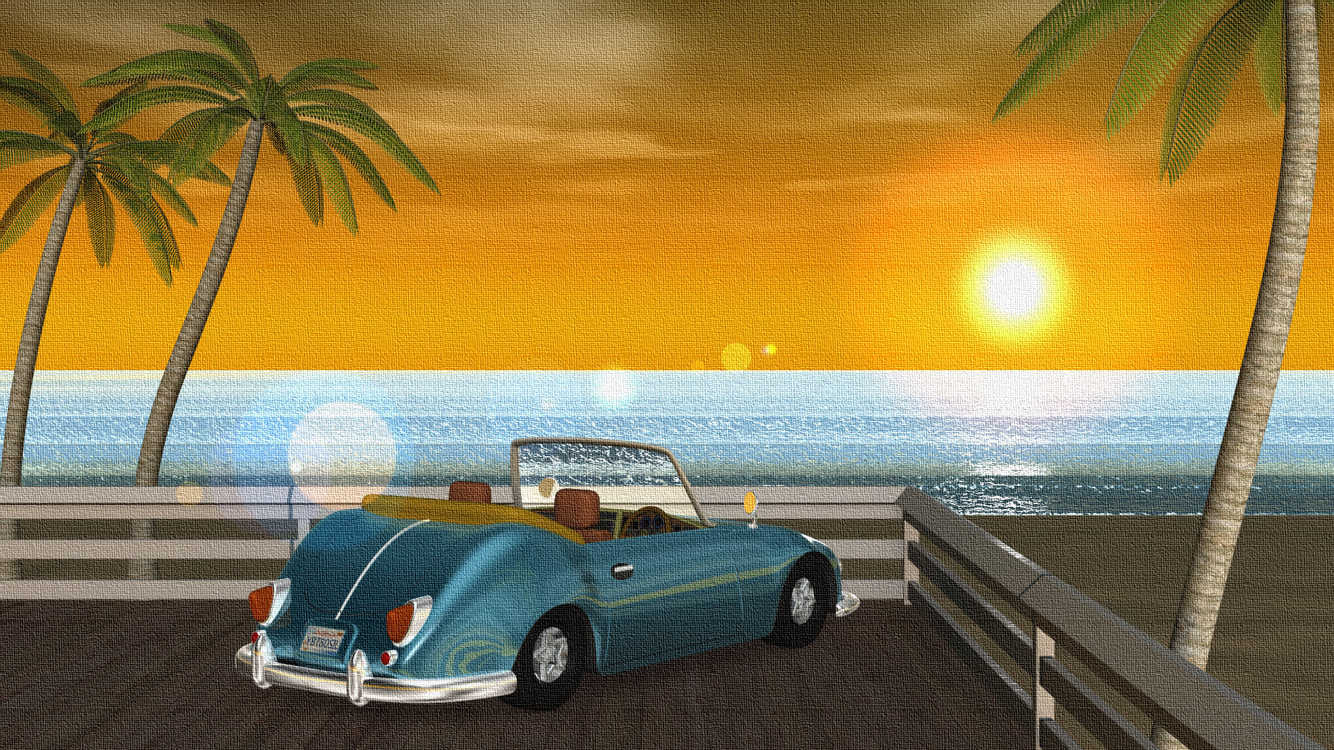 3dcgの夏の海と車の壁紙 夕陽バージョン Norieks Dsg 3dcgギャラリー